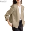 Áo Blazer Nữ ZANZEA Cổ Chữ V Tay Dài Có Túi Màu Trơn - Giá 307.692₫ (Giảm 20%)