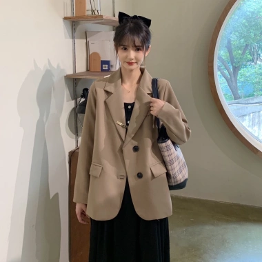 Áo blazer size XXS XS form nhỏ màu nâu tây kiểu Hàn Quốc cho nàng 1m43 giá 318.000 VND 9 Áo blazer size XXS XS form nhỏ màu nâu tây kiểu Hàn Quốc cho nàng 1m43 giá 318.000 VND 9