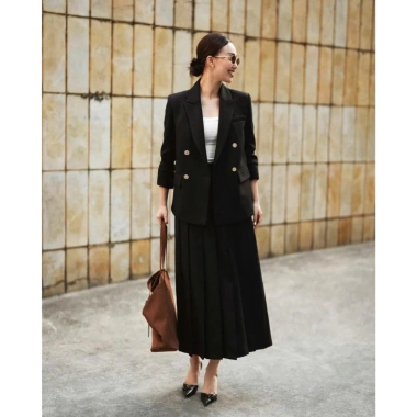 Áo blazer suông NHUN N185 hai hàng khuy dáng dài thanh lịch sang trọng, giảm còn 390k