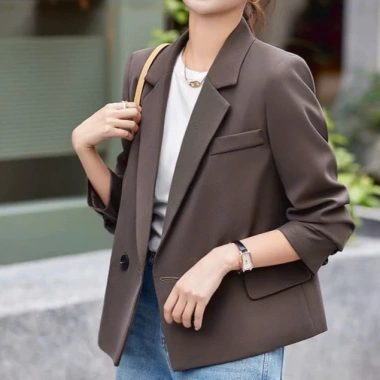 Áo blazer unisex hai lớp cao cấp màu nâu - Vest công sở, giảm giá chỉ 380.000đ