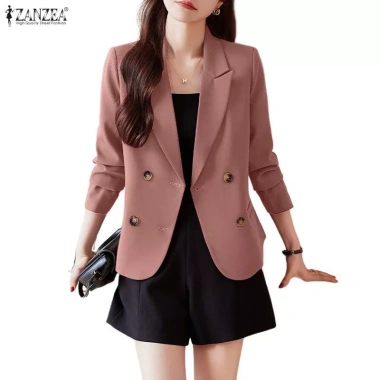 Áo Blazers Nữ Hàn Quốc Tay Dài Túi Nắp Đôi Không Lót Ngực Giá 303.629 VND
