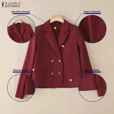 Áo Blazers Nữ Hàn Quốc Tay Dài Túi Nắp Đôi Không Lót Ngực Giá 303.629 VND