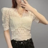 Áo blouse Barong Philippines cỡ lớn, thêu lỗ đơn giản, ren tương phản, phong cách ASEAN, giá 164,488₫ 14