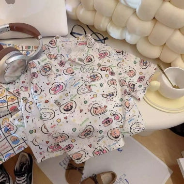 Áo bộ trẻ em mùa hè thoáng mát, in hình thời trang, kèm quần short bộ 2 trang phục cho bé trai bé gái