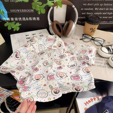 Áo bộ trẻ em mùa hè thoáng mát, in hình thời trang, kèm quần short bộ 2 trang phục cho bé trai bé gái