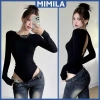 Áo Bodysuit Dài Tay Cổ Tròn Khoét Lưng MIMILA MBS050 - Ôm Dáng Sexy, Thun Cotton, 97k
