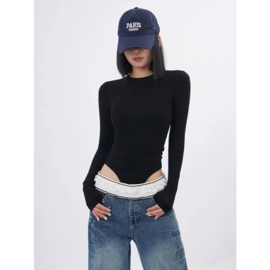 Áo Bodysuit Dài Tay Cổ Tròn Khoét Lưng MIMILA MBS050 - Ôm Dáng Sexy, Thun Cotton, 97k 9