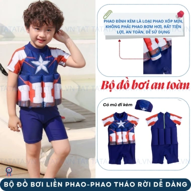 Áo bơi trẻ em liền phao trợ nổi, bộ liền cho bé trai - bé gái, giảm còn 245k 10