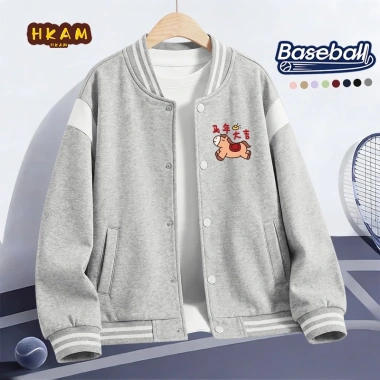 Áo bomber bé trai HKAM, thoải mái thời trang, in hình năm mới, giảm còn 350.000₫