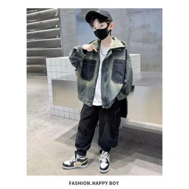 Áo Bomber Denim Rách Oversize cho Bé Trai Xuân Thu - Cotton Dạo Phố, 295k