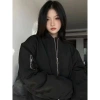 Áo bomber trần phao 3 lớp dày dặn, cổ đứng, màu đen, ấm áp - Giá 265.000₫ (Xả hàng)
