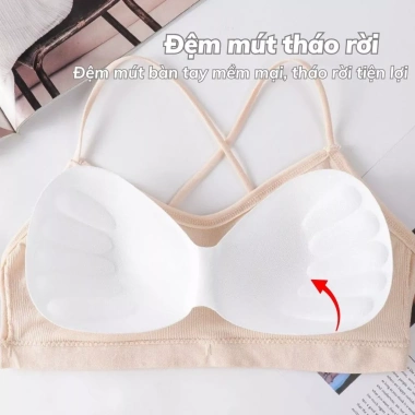 Áo bra nữ 2 dây mảnh LANIXA B5.507 - Đan chéo lưng, đệm mút mỏng, ôm ngực, 46.500₫