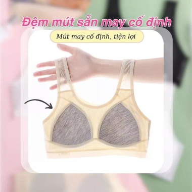 Áo bra thể thao nữ A611, đệm mút, cotton thấm mồ hôi, lưới thoáng mát, 86.240₫