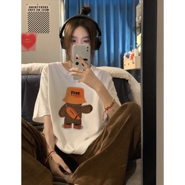 Áo cặp nam nữ áo đôi in hình gấu cotton thoáng mát thấm hút mồ hôi Giá 109k