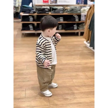 Áo Cardigan Bóng Chày Cotton Sọc Bé Trai 2-6 tuổi Mùa Thu Thoáng Khí, Thiên Nhiên, Sang Trọng - Giá ưu đãi 5