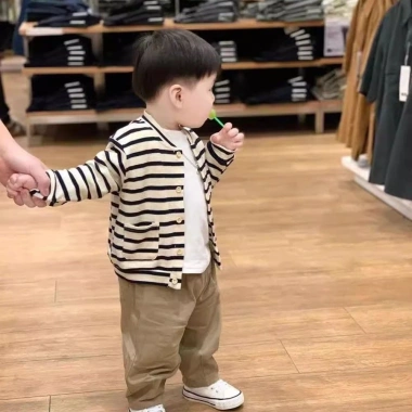 Áo Cardigan Bóng Chày Cotton Sọc Bé Trai 2-6 tuổi Mùa Thu Thoáng Khí, Thiên Nhiên, Sang Trọng - Giá ưu đãi 6