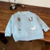 Áo cardigan dệt kim trẻ em bé gái Hàn Quốc, áo len dây kéo dễ thương 2