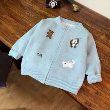 Áo cardigan dệt kim trẻ em bé gái Hàn Quốc, áo len dây kéo dễ thương 5