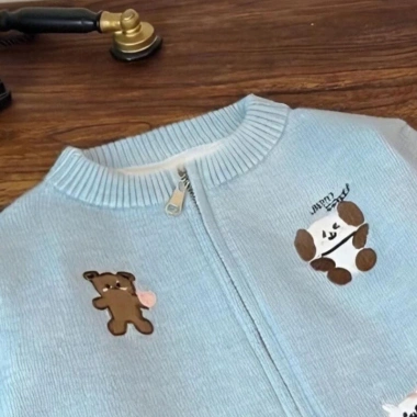 Áo cardigan dệt kim trẻ em bé gái Hàn Quốc, áo len dây kéo dễ thương 7
