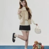 Áo Cardigan Kaki Retro Hàn Quốc Ren Lông Ngắn Tay Bóng Thời Trang Mùa Đông Giá Ưu Đãi 142.560 VND 2