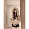 Áo Cardigan Len Dài Tay Cổ Lông, Mũ Trùm Đầu và Thời Trang Thu Đông Giá 367.286₫ 3