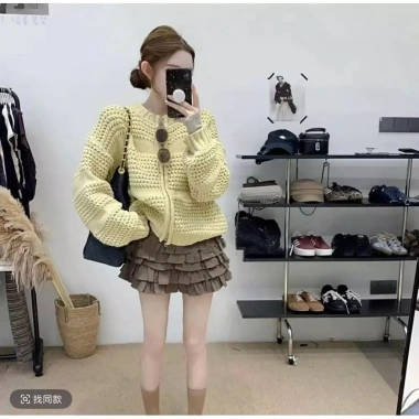 Áo cardigan len ngắn khóa kéo dày dặn KUNKUN SP410 sẵn ship 189.000đ 4