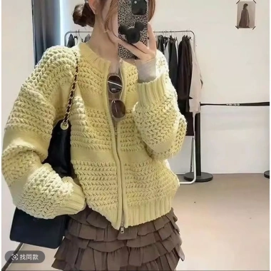 Áo cardigan len ngắn nữ QCCC SP410 - Dáng dày, khóa kéo thời trang, giá chỉ 189k