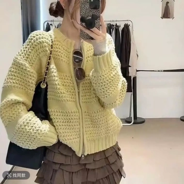 Áo cardigan len ngắn nữ QCCC SP410 - Dáng dày, khóa kéo thời trang, giá chỉ 189k