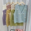 Áo Cardigan Nữ 2.024 Tươi Ngọt Ngào Đính Hạt Nơ Dệt Kim Cổ V Không Tay Vest Lớp Thời Trang 5