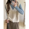 Áo Cardigan Nữ 2.024 Tươi Ngọt Ngào Đính Hạt Nơ Dệt Kim Cổ V Không Tay Vest Lớp Thời Trang 6