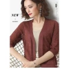 Áo cardigan nữ màu trơn cổ V tay dài mỏng, dệt kim lụa lạnh, rộng rãi, giá 142.759₫ 7