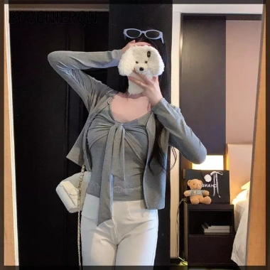Áo cardigan nữ phong cách Hàn Quốc, dây buộc tháo rời, siêu nhẹ, giá chỉ 141.696₫