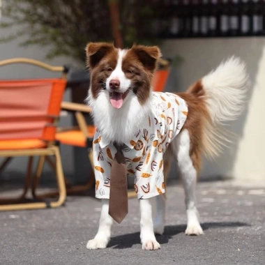 Áo chó in hoa nền trắng polyester mát mẻ, ngắn tay chó lớn - mùa hè thoáng mát, giao hàng nhanh 2