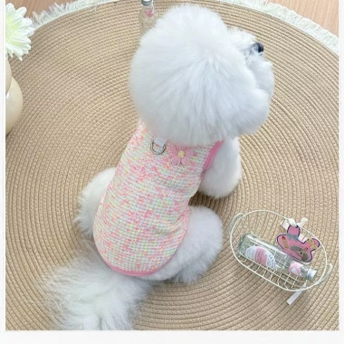 Áo chó mèo cổ tích vải mỏng thoáng khí, dây dẫn cho Teddy Bichon – áo mềm mại