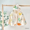 Áo choàng cánh dơi muslin chống nắng bé 0-4 tuổi, có nút gài, mũ, giảm giá 14k 7