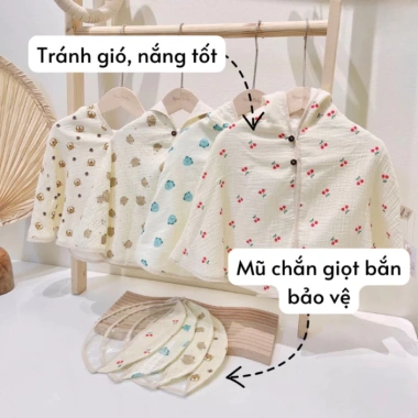 Áo choàng chống nắng 3 lớp Muslin, tặng kính chắn bụi gài mũ - chỉ 149.000 VND 2