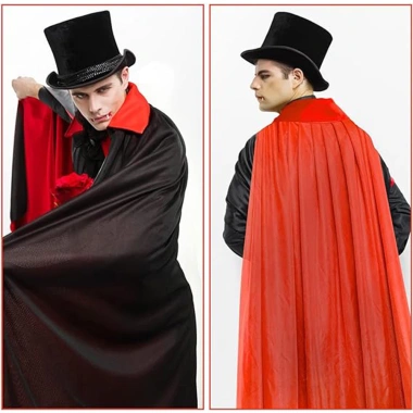Áo choàng Halloween hai mặt đỏ đen, phong cách trung cổ và cướp biển - Trang phục phù thủy giá ưu đãi 100k