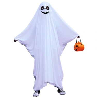 Áo choàng Halloween Poncho mũ trùm đầu mặt cười mắt đen - Cosplay ma sân khấu