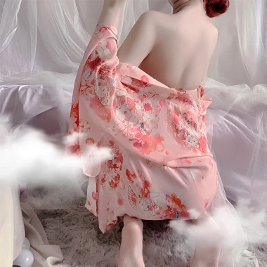 Áo choàng ngủ kimono cosplay sexy geisha Nhật Bản màu hồng - Giá ưu đãi 163.930 VND 5