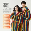 Áo choàng tắm da lộn mũ trùm đầu dày, váy ngủ nhung đẹp, bộ đồ ngủ cặp đôi, chống tĩnh điện 2