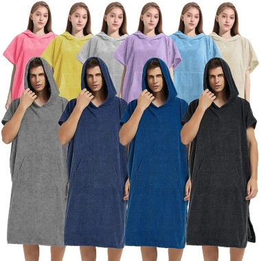 Áo choàng tắm mũ trùm đầu sợi mỏng người lớn - Khô nhanh, thoáng mát, bơi lặn