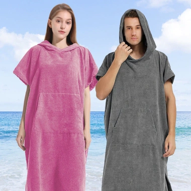 Áo choàng tắm mũ trùm đầu sợi mỏng người lớn - Khô nhanh, thoáng mát, bơi lặn
