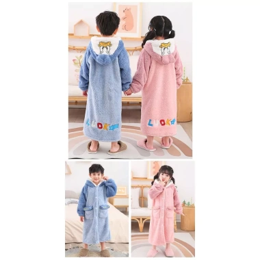 Áo choàng tắm trẻ em flannel dày dài, ấm áp mùa đông cho bé trai, bé gái, hoạt hình, tay dài - Giá 446.867 VND 7