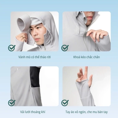 Áo chống nắng 2 lớp lưới UPF50+ Rico M31 nam nữ, bảo vệ UV, thoáng mát, giá 175k
