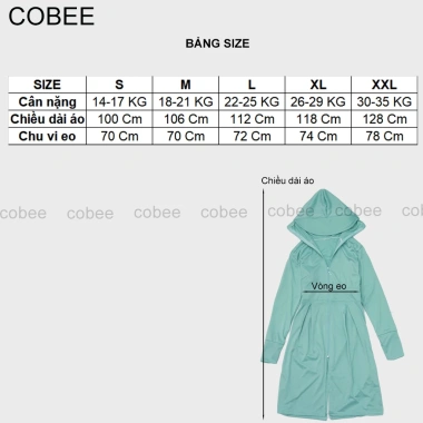 Áo chống nắng bé trẻ em toàn thân Aircool kim cương CB5 - Giá ưu đãi 105k 2