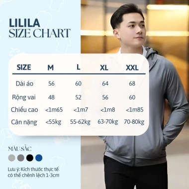 Áo chống nắng nam LILILA 2 lớp UV trên 98% vải kim cương thoáng khí Giá 250.000₫