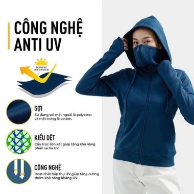Áo chống nắng nữ 2 lớp cao cấp, cotton lạnh, tôn dáng, bảo vệ UV - 94.865₫ 2