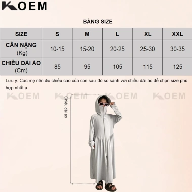 Áo Chống Nắng Toàn Thân Bé ICE TEXT Nhẹ Thoáng Khí Co Giãn 4 Chiều Chống UV KOT88 2