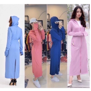 Áo chống nắng toàn thân nữ 1 lớp dài cổ cao, chất vải thoáng khí, giá 63.000 VND 2