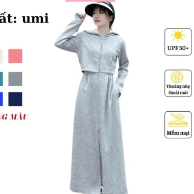 Áo Chống Nắng Toàn Thân Nữ 2 Lớp Croptop - Vải Umi Cotton Dày Dặn, Co Dãn, Chống UV, 175k 10